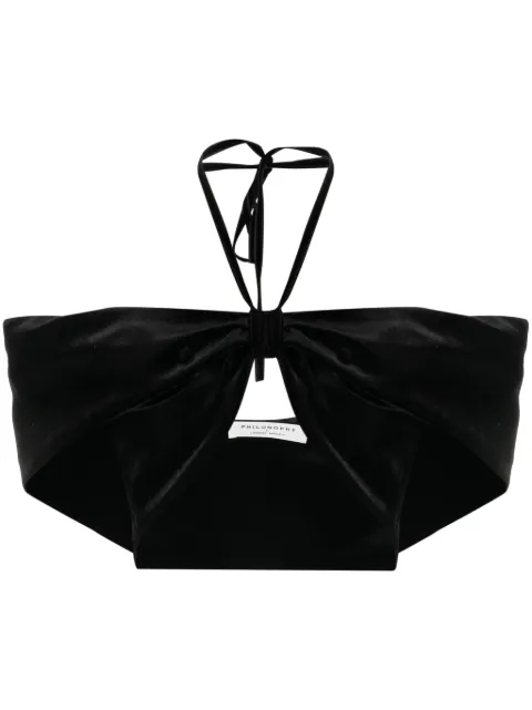 Philosophy Di Lorenzo Serafini velvet-effect halterneck cropped top