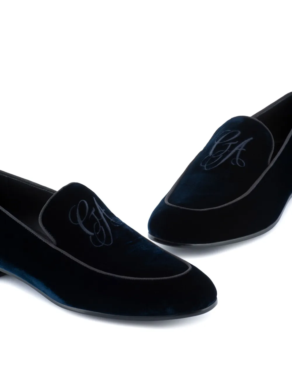 Giorgio Armani Loafers met fluwelen afwerking Blauw
