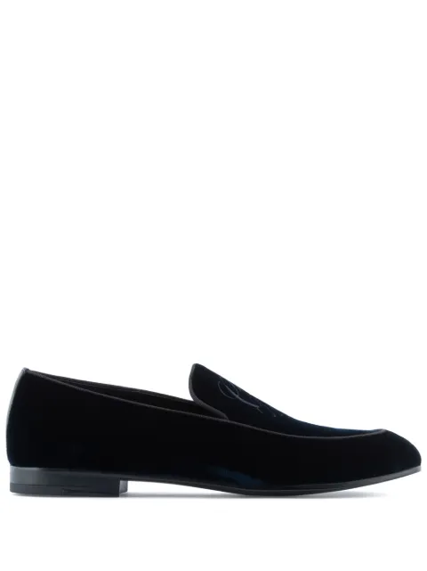 Giorgio Armani logo-debossed velvet-finish loafers 