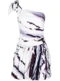 Gemy Maalouf tie-dye print one-shoulder dress - White