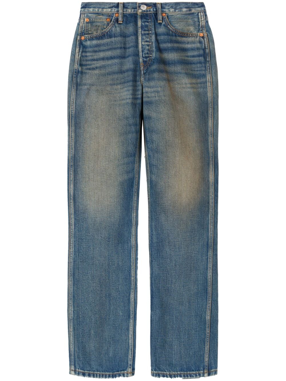 Re/done High Rise Loose Faded Jeans In Blue