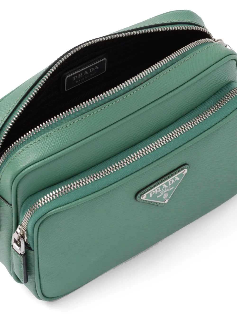 Shop Prada Saffiano-leather Shoulder Bag In Green