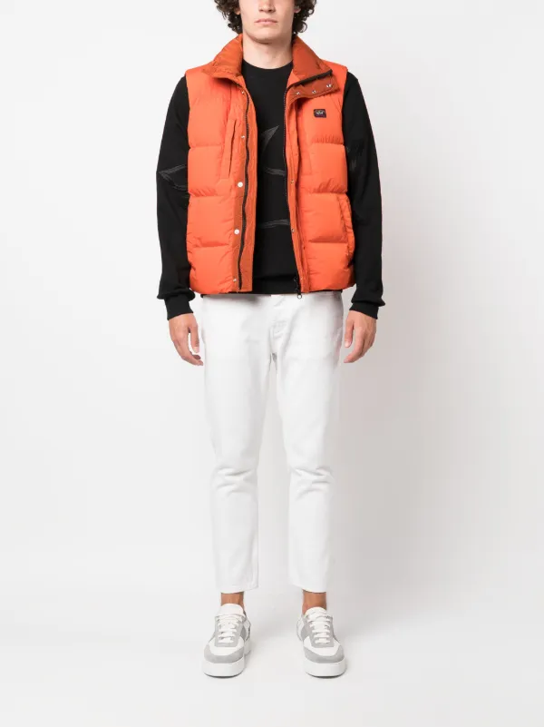 Paul & Shark logo-patch Padded Gilet | Orange | FARFETCH
