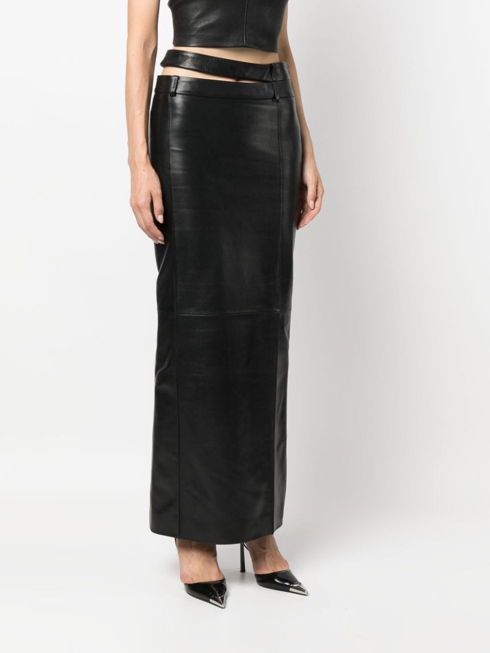 Shop The Mannei Cut-out Leather Maxi Skirt In Black