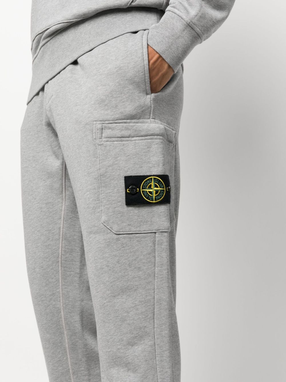 Shop Stone Island Mélange-effect Cotton Track Pants In Grey