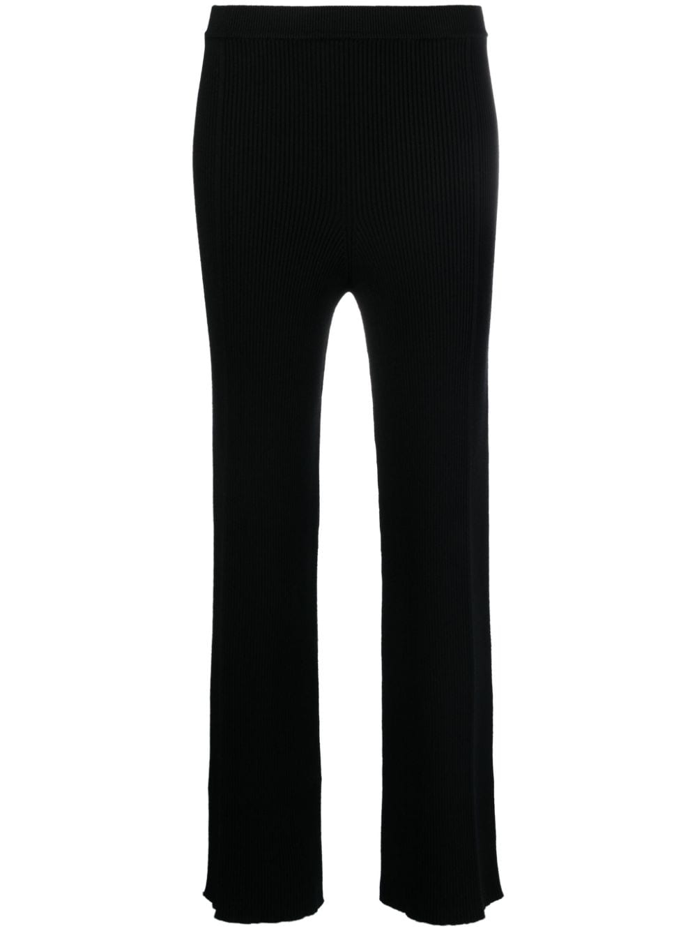 Shop Aeron Straight-leg Rib-knit Trousers In Black