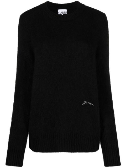 GANNI crew-neck alpaca wool-blend jumper Women