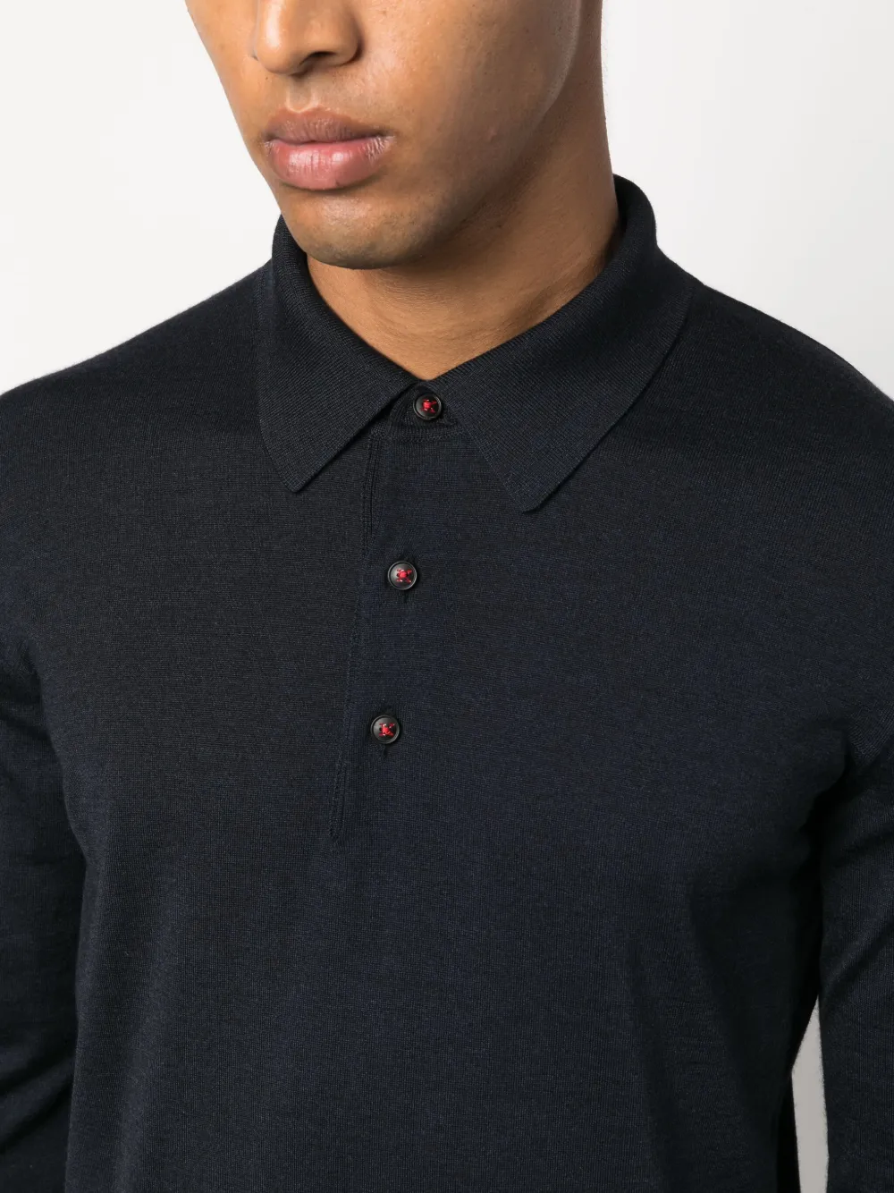 Shop Kiton Long-sleeve Polo Shirt In Blue
