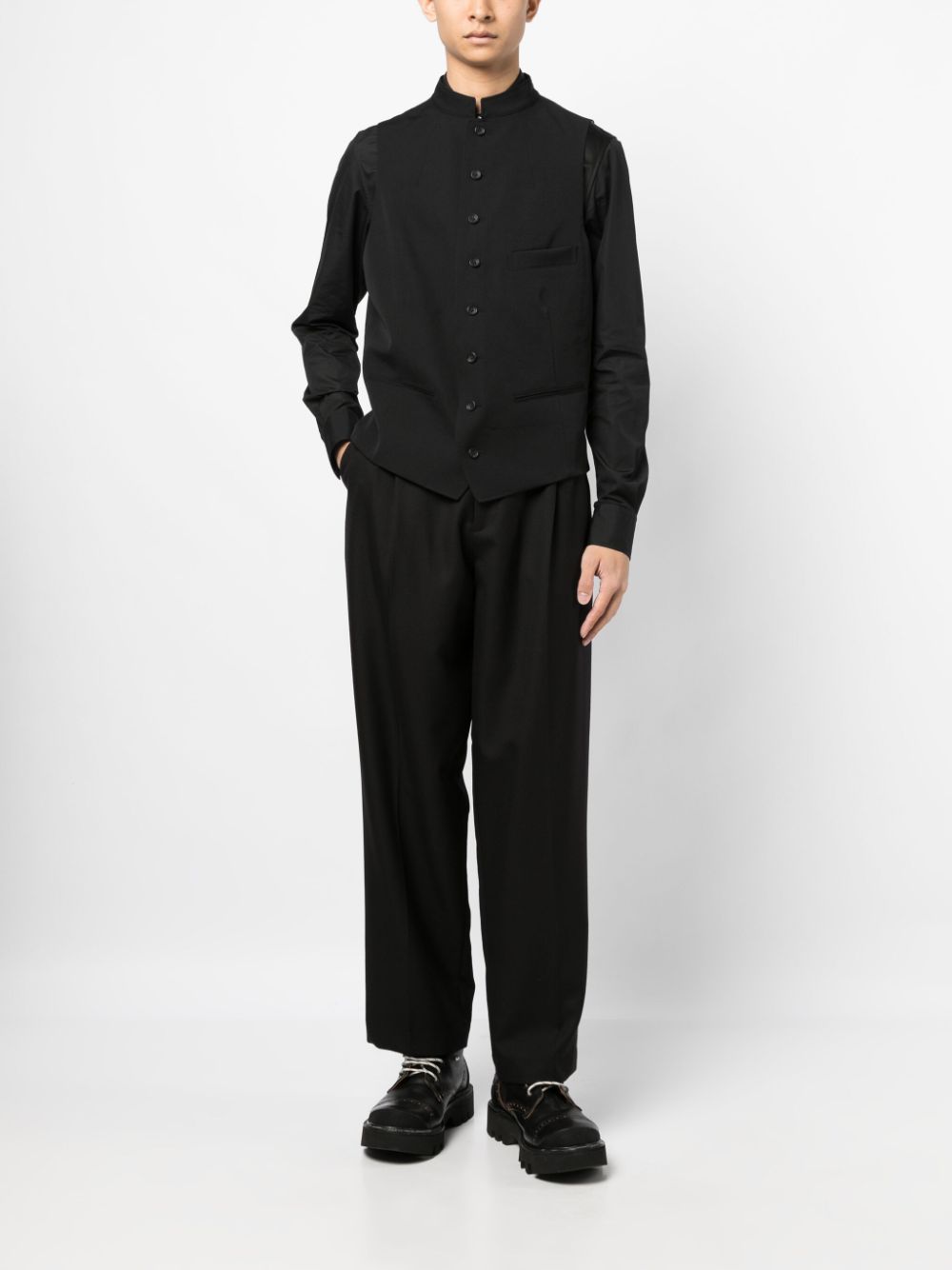 Yohji Yamamoto sleeveless cotton vest - Zwart