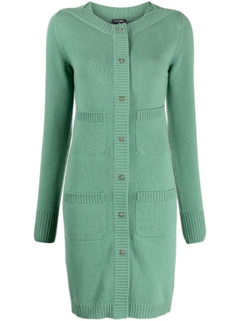 Cheap HOT SALE CHANEL 2010s CC turn-lock buttons cashmere minidress Women