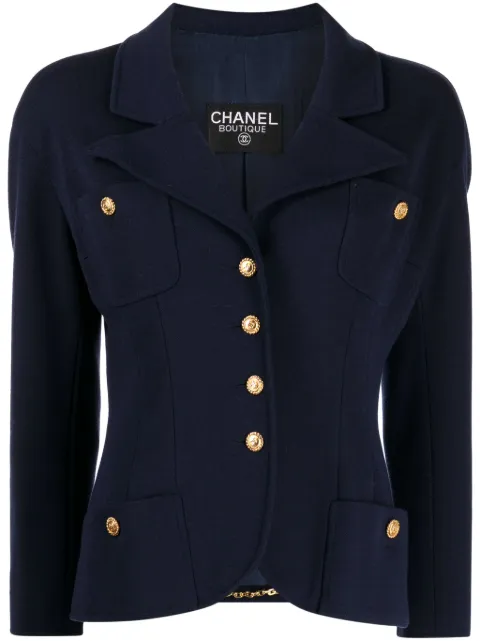 CHANEL Pre-Owned 1990s logo-buttons notched lapels blazer