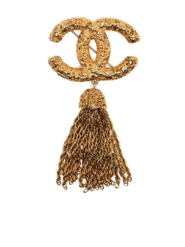 1993 chain tassel CC brooch