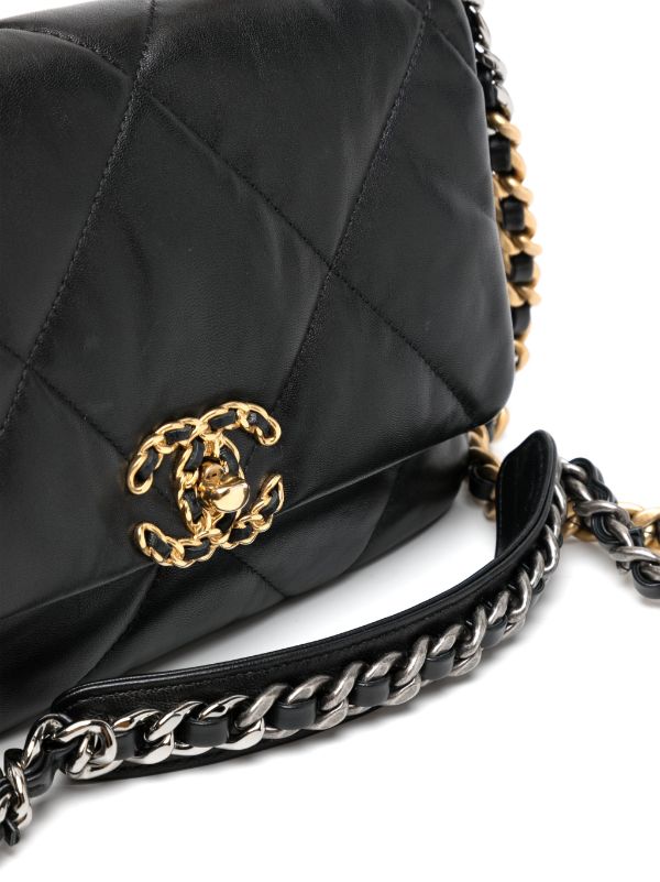 CHANEL Goatskin Quilted Small Chanel 19 Pouch