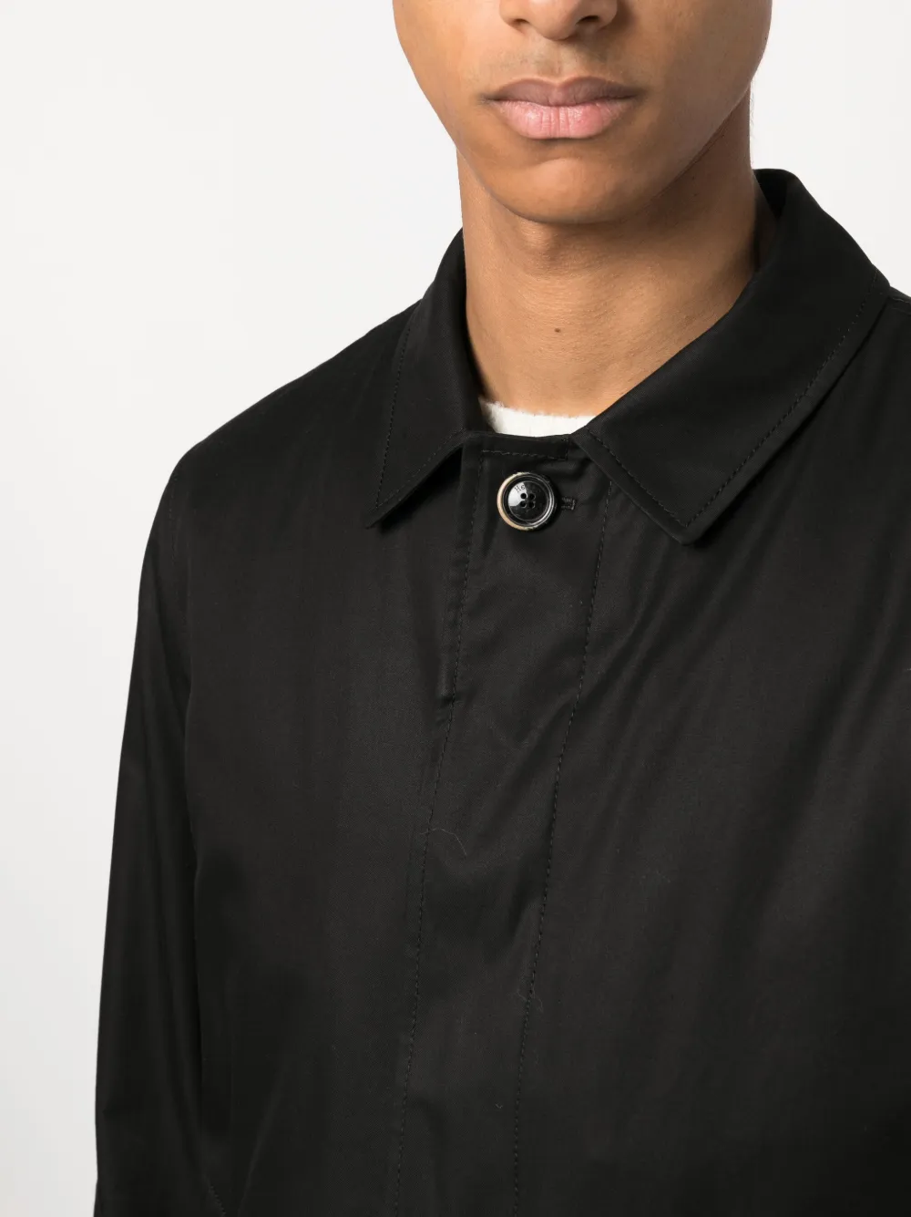 Button-Fastened Mid-Length Trench Coat