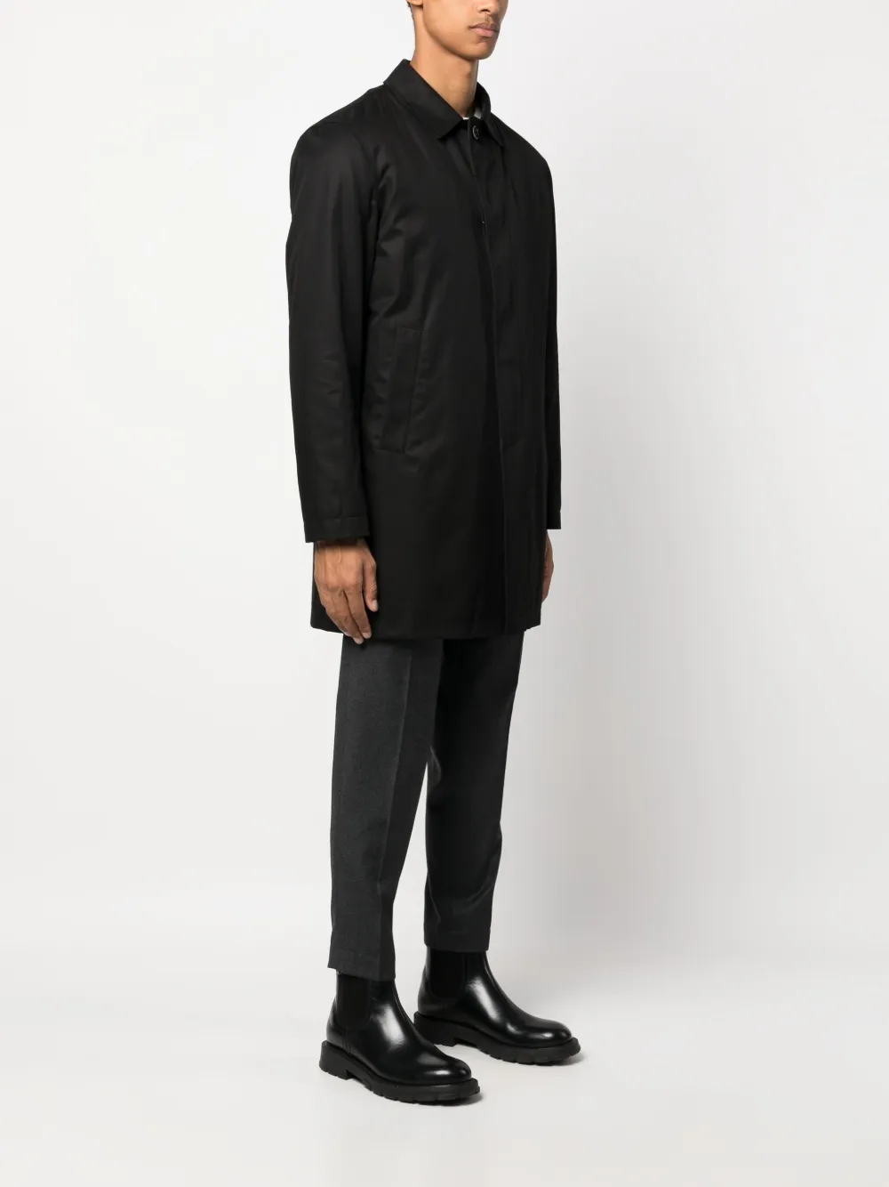 Button-Fastened Mid-Length Trench Coat