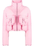 Blumarine funnel-neck cropped puffer jacket - Pink