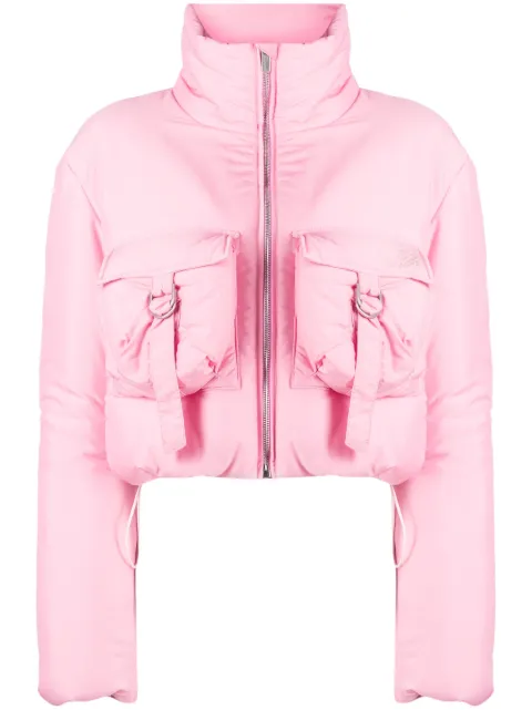Blumarine funnel-neck cropped puffer jacket 