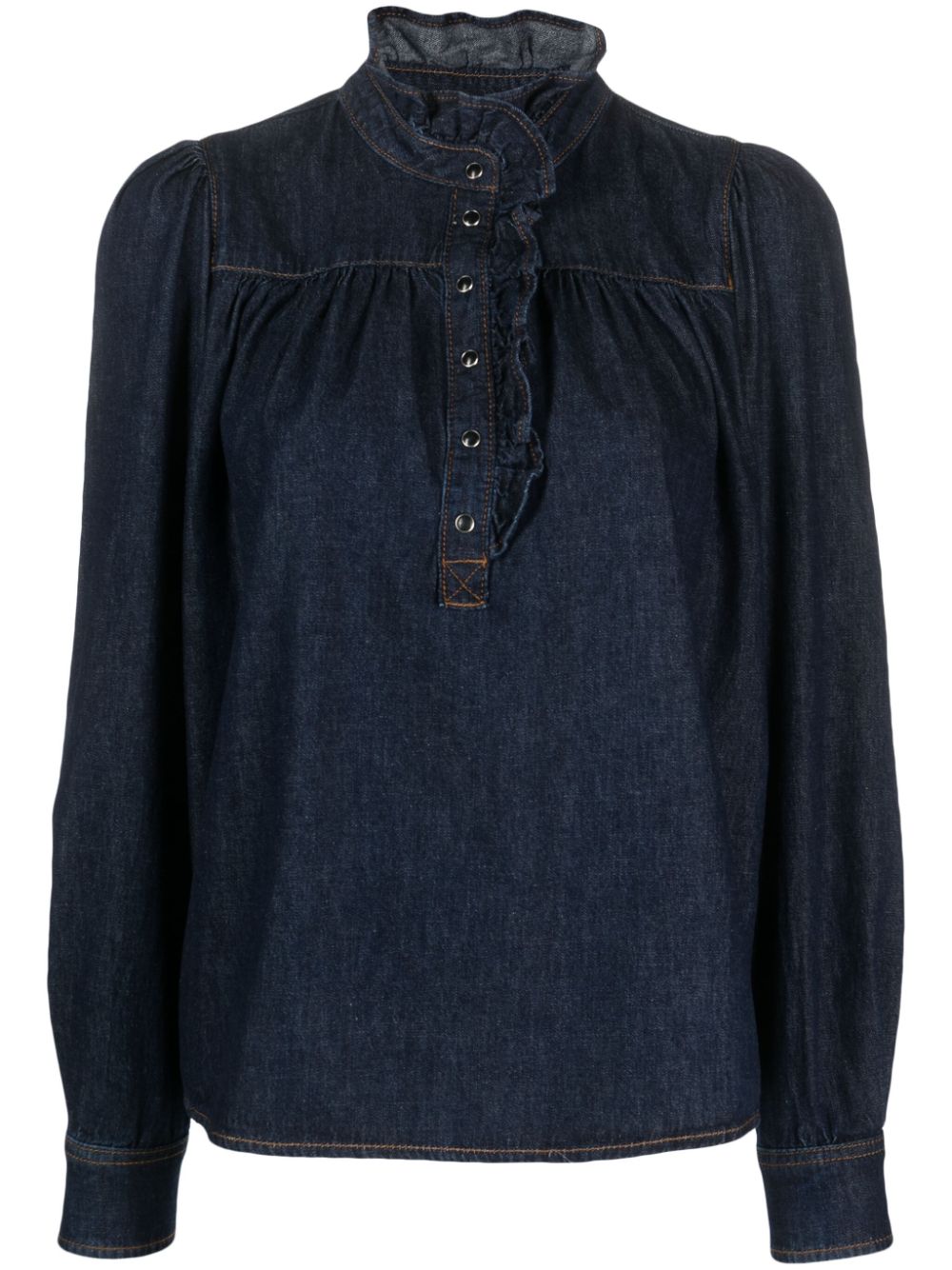 Ba&Sh ruffle-collar denim blouse