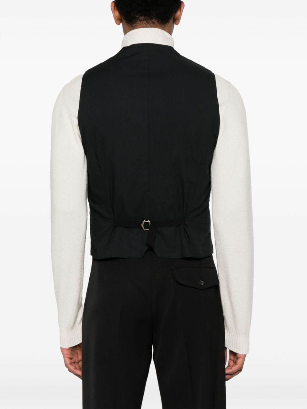 Shop Tagliatore Velvet Panelled Waistcoat In Black