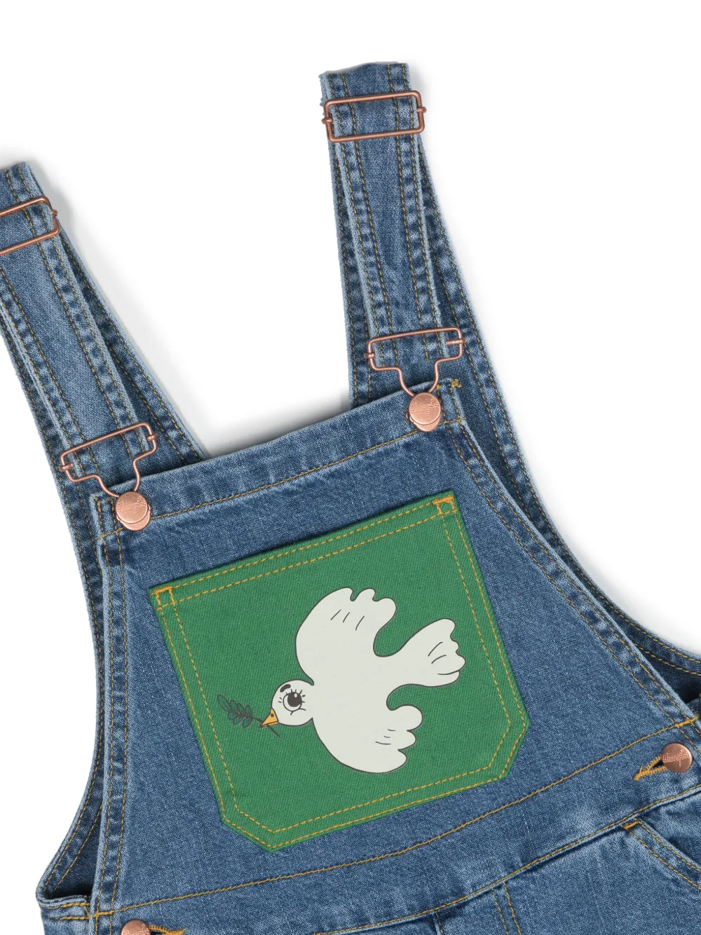 Mini Rodini x Wrangler spijkertuinbroek met patch Blauw