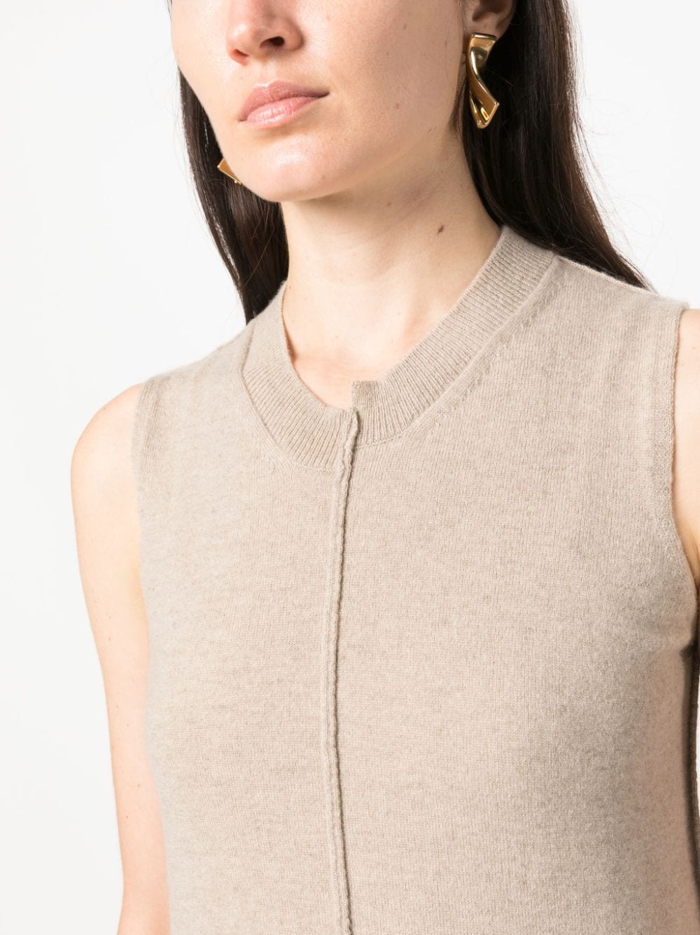 Shop Uma Wang Asymmetric Knitted Cashmere Vest In Neutrals