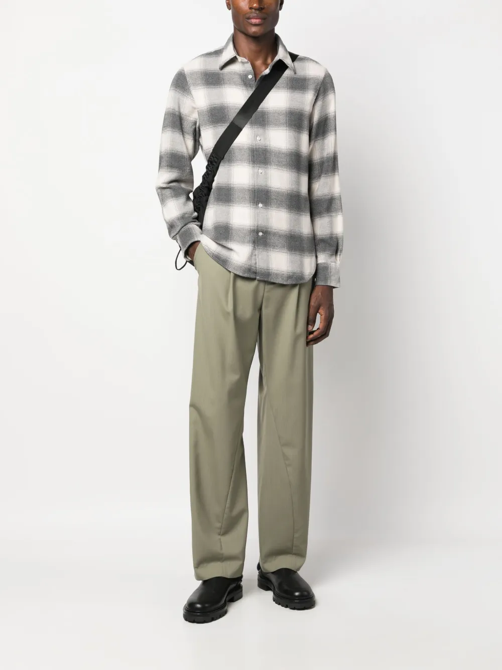 Officine Generale plaid-check cotton shirt - Grijs