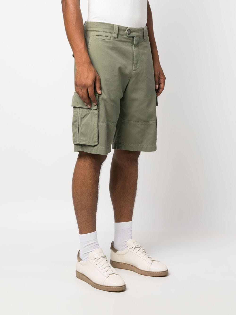 Shop Brunello Cucinelli Panelled Cotton Cargo Shorts In Green