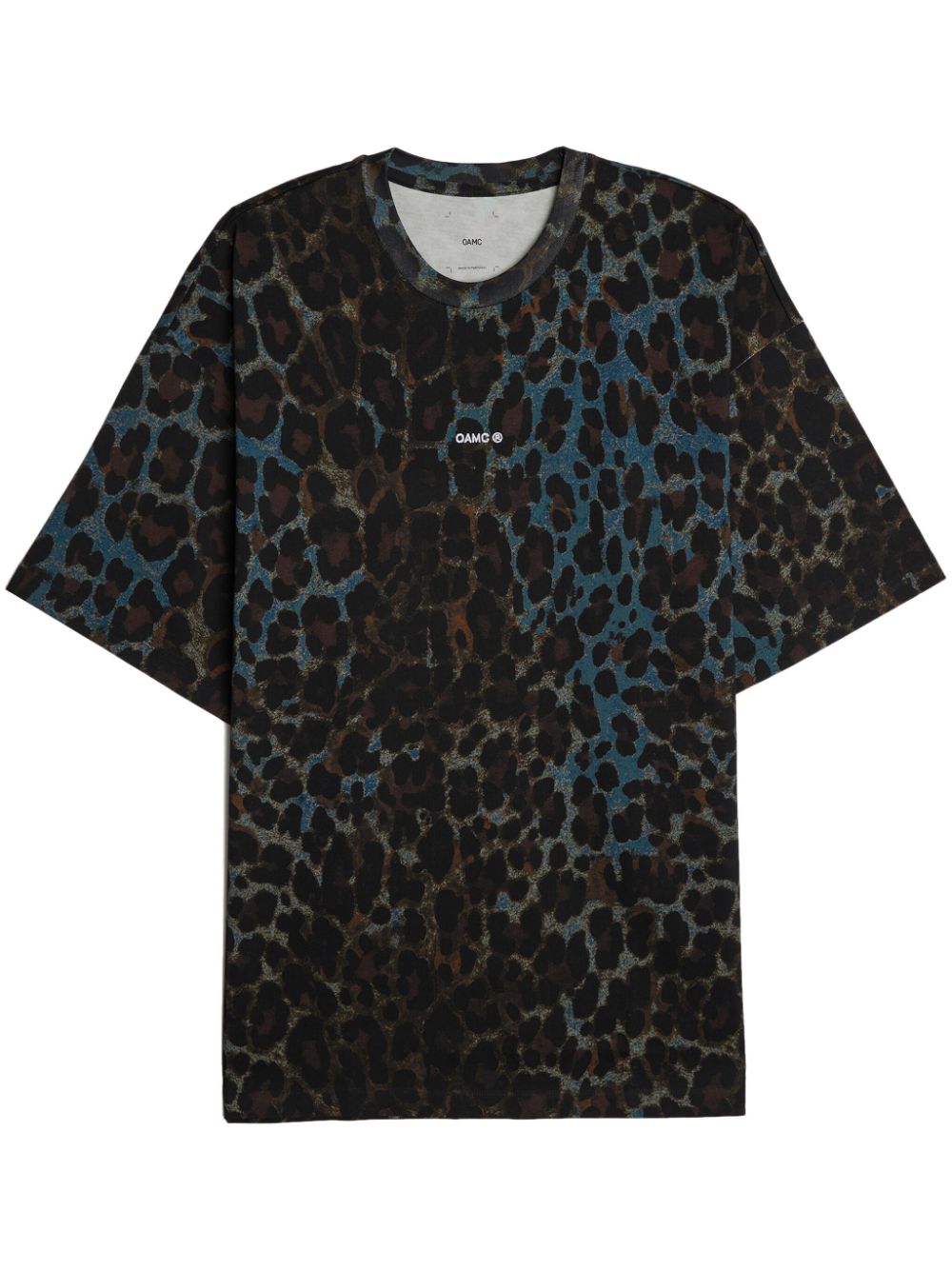 Shop Oamc Leopard Game-print Cotton T-shirt In Black