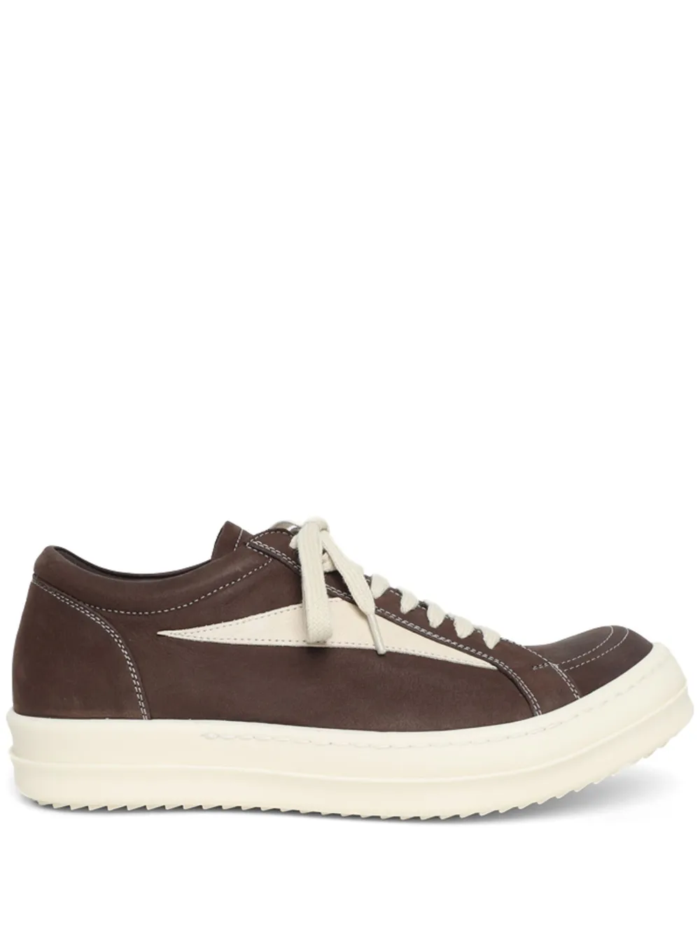 Rick Owens Contrast-stitching Leather Sneakers In Brown