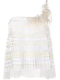 Gemy Maalouf floral-appliqué pleated top - Neutrals