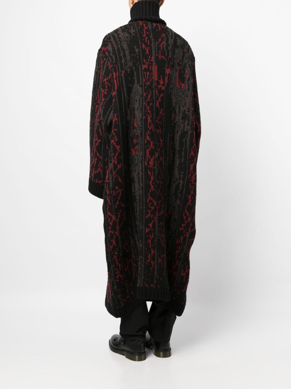 Shop Yohji Yamamoto Patterned High-neck Coat In Black