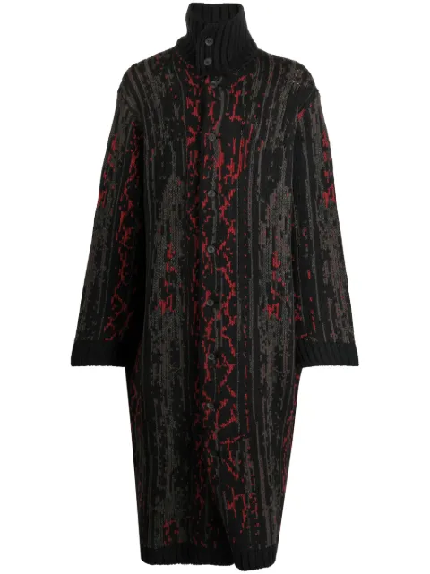 Yohji Yamamoto patterned high-neck coat