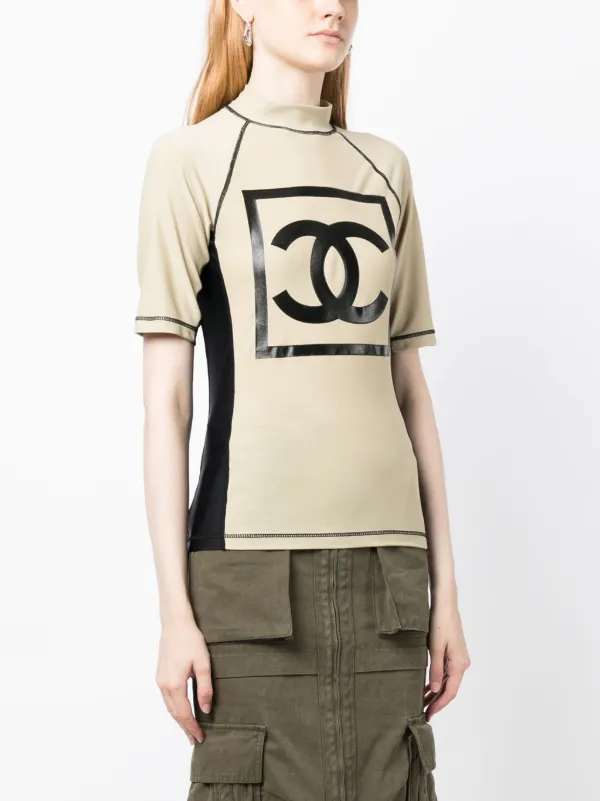 Chanel Pre-owned 2003 Sports Line Logo Print Surf T-Shirt - Neutrals