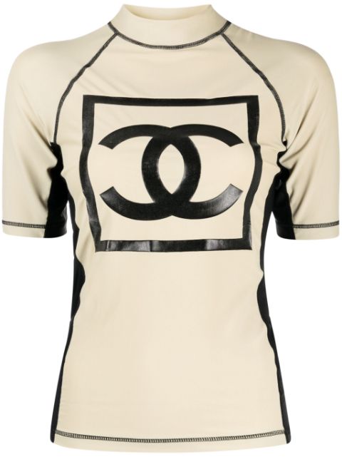 Affordable HOT SALE CHANEL 2003 Sports line logo print surf T-shirt Women