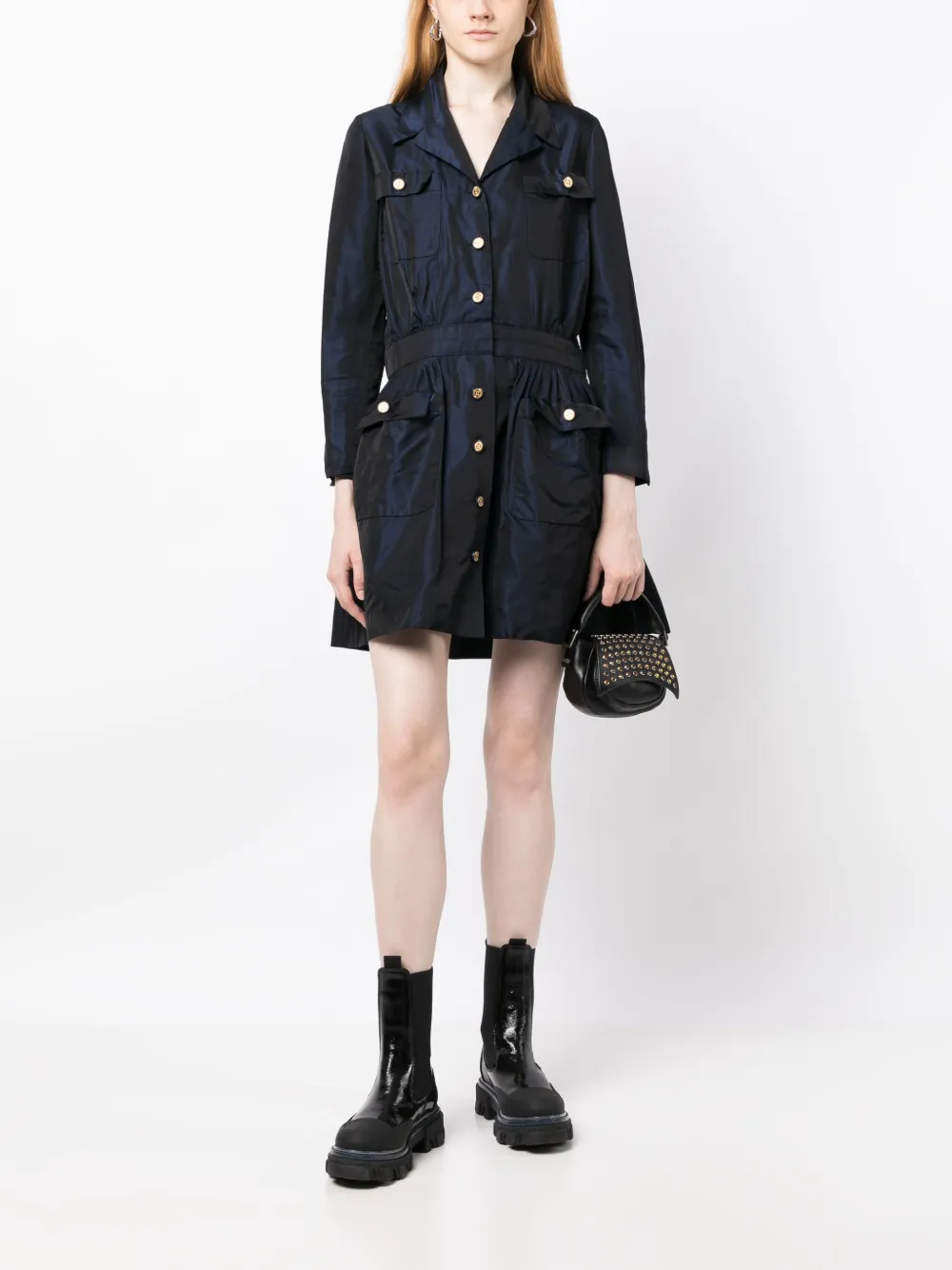 CHANEL Pre-Owned 1990s flared jas - Blauw