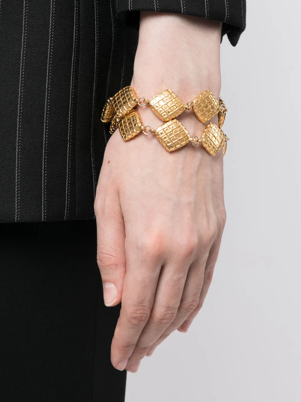 CHANEL Pre-Owned 1990s choker met wafeltextuur - Goud