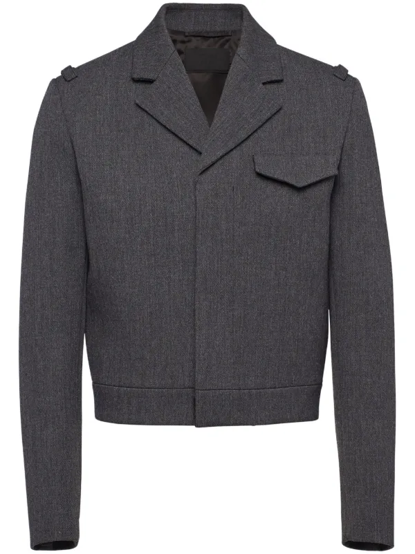 Prada notched lapels Cropped Wool Jacket Farfetch
