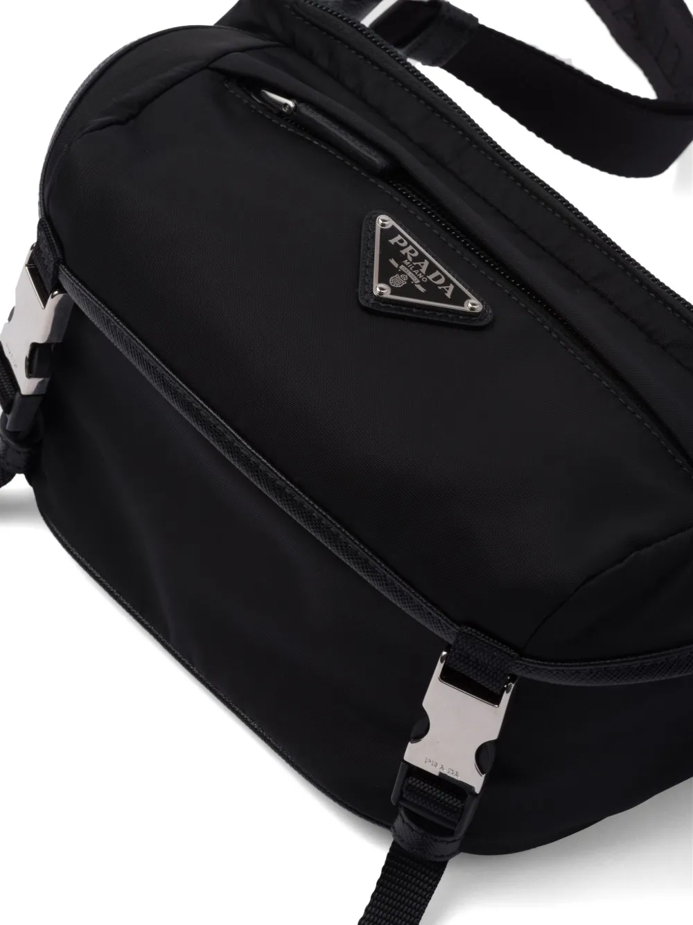 Shop Prada Re-nylon Triangle-logo Shoulder Bag In Black