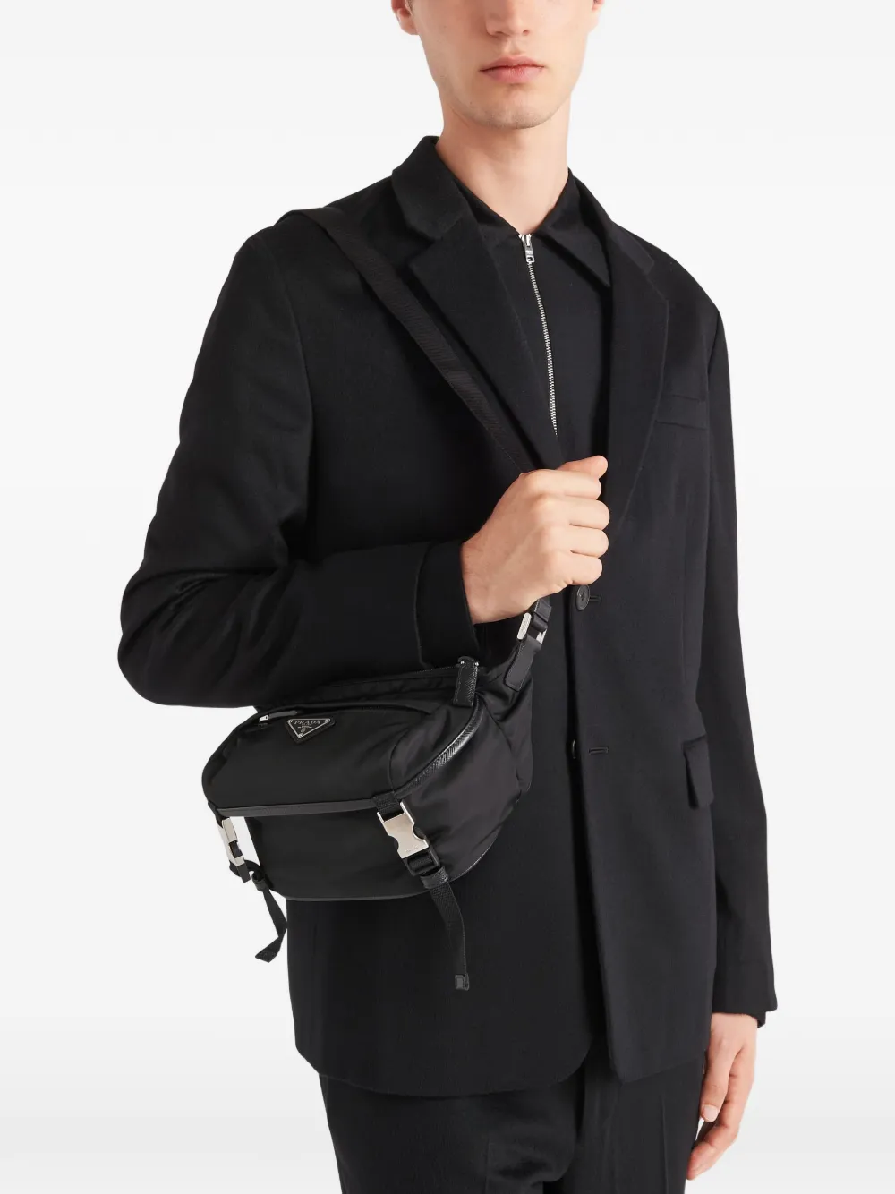  Prada Bolso De Hombro Con Logo Triangular - Negro 