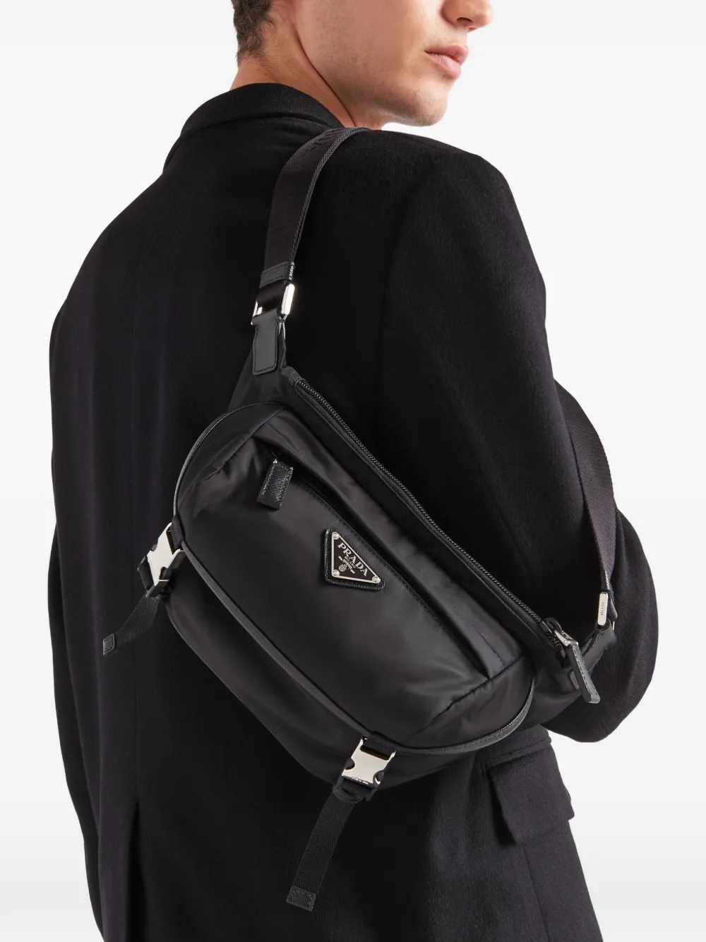  Prada Bolso De Hombro Con Logo Triangular - Negro 