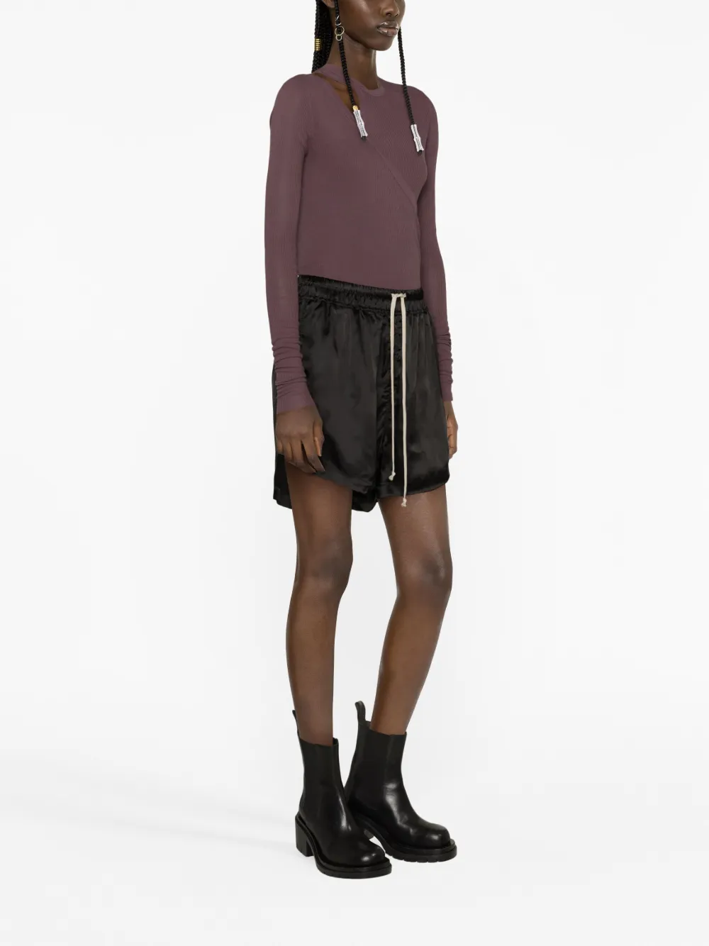 Rick Owens High-low Drawstring Shorts In Black