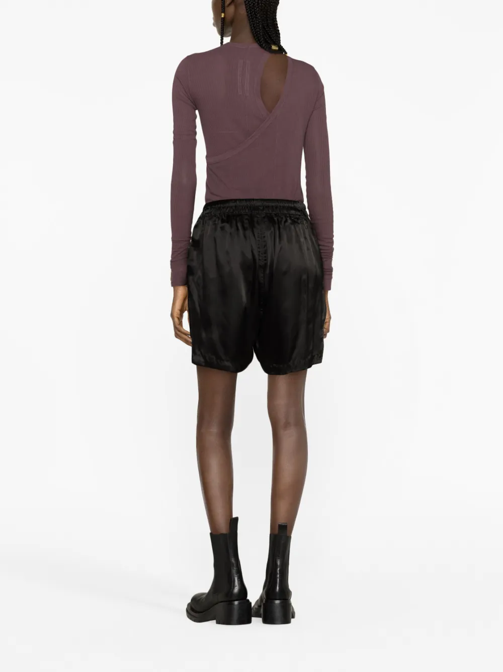 Rick Owens High-low Drawstring Shorts In Black