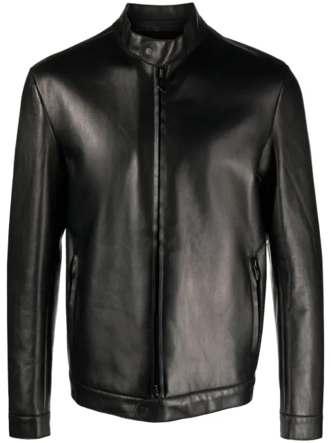 Salvatore Santoro logo-plaque leather Biker jacket