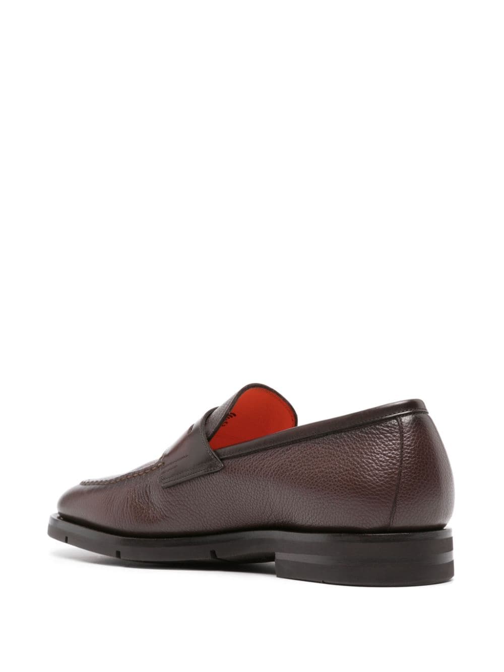 Shop Santoni Penny-bar Leather Loafers In Brown