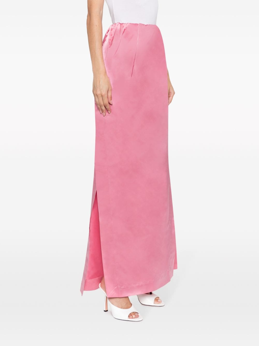 Shop Sa Su Phi Crinkled Silk Maxi Skirt In Pink