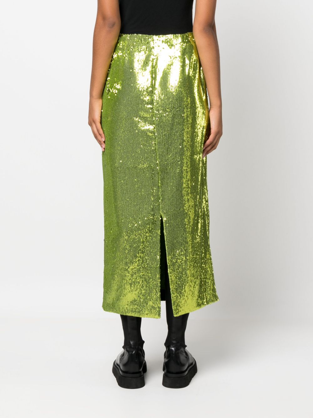 Shop Philosophy Di Lorenzo Serafini Sequin Longuette Midi-skirt In Green