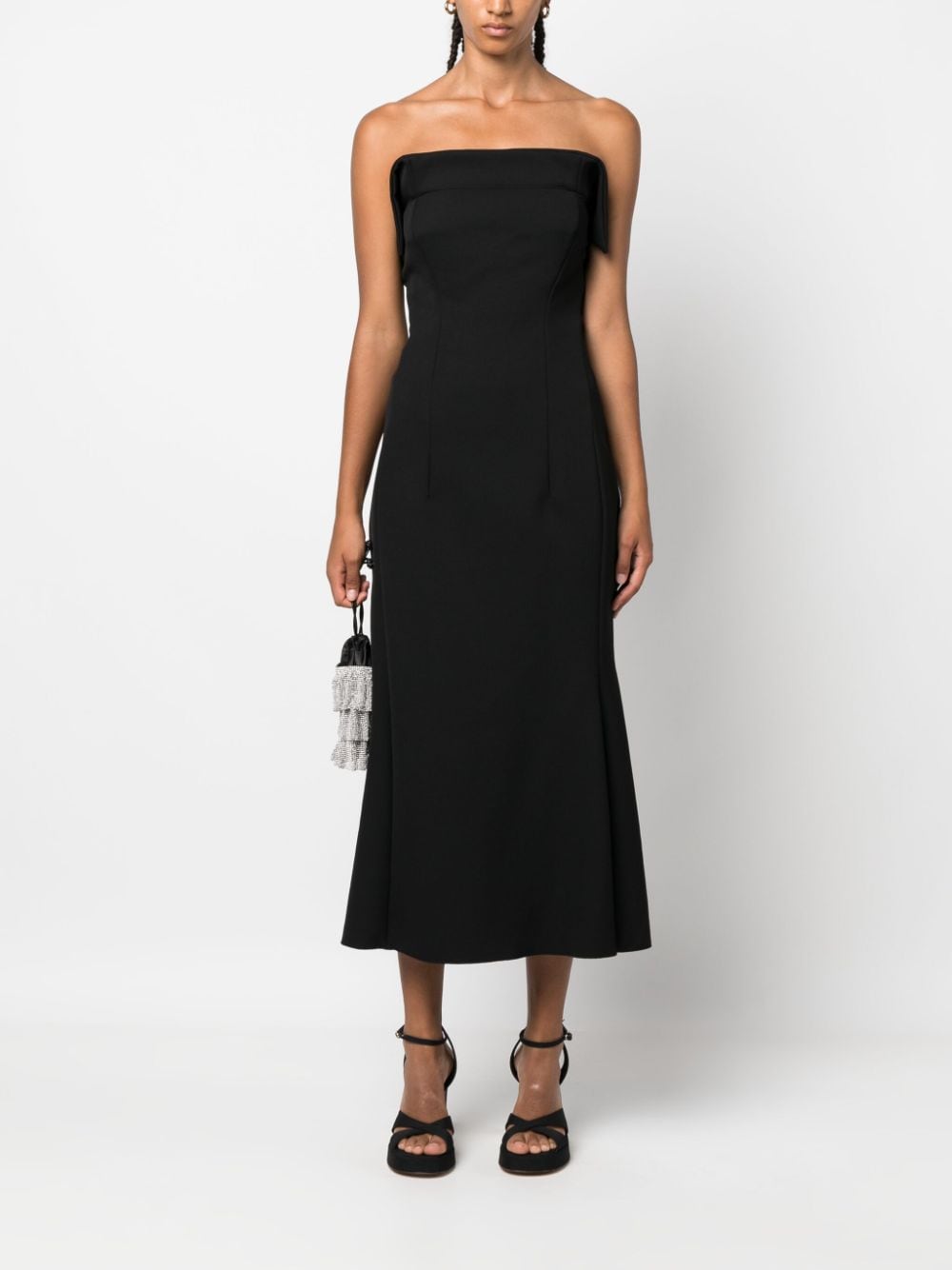 Shop Philosophy Di Lorenzo Serafini Strapless Midi Dress In Black
