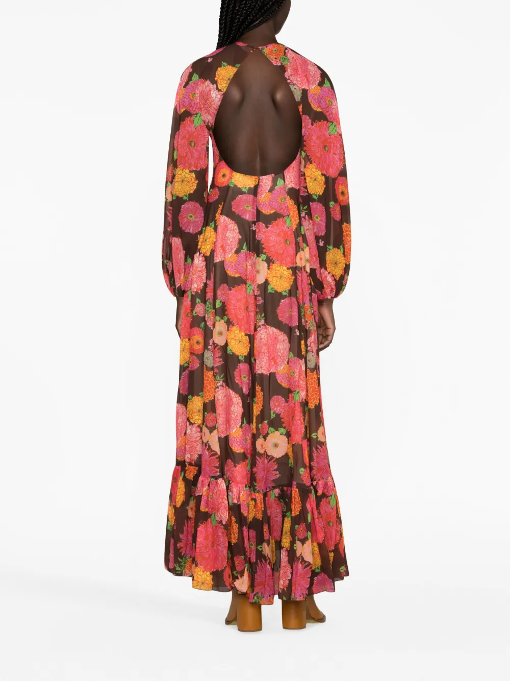La Doublej Eve Floral-print Chiffon Dress In Multicolor