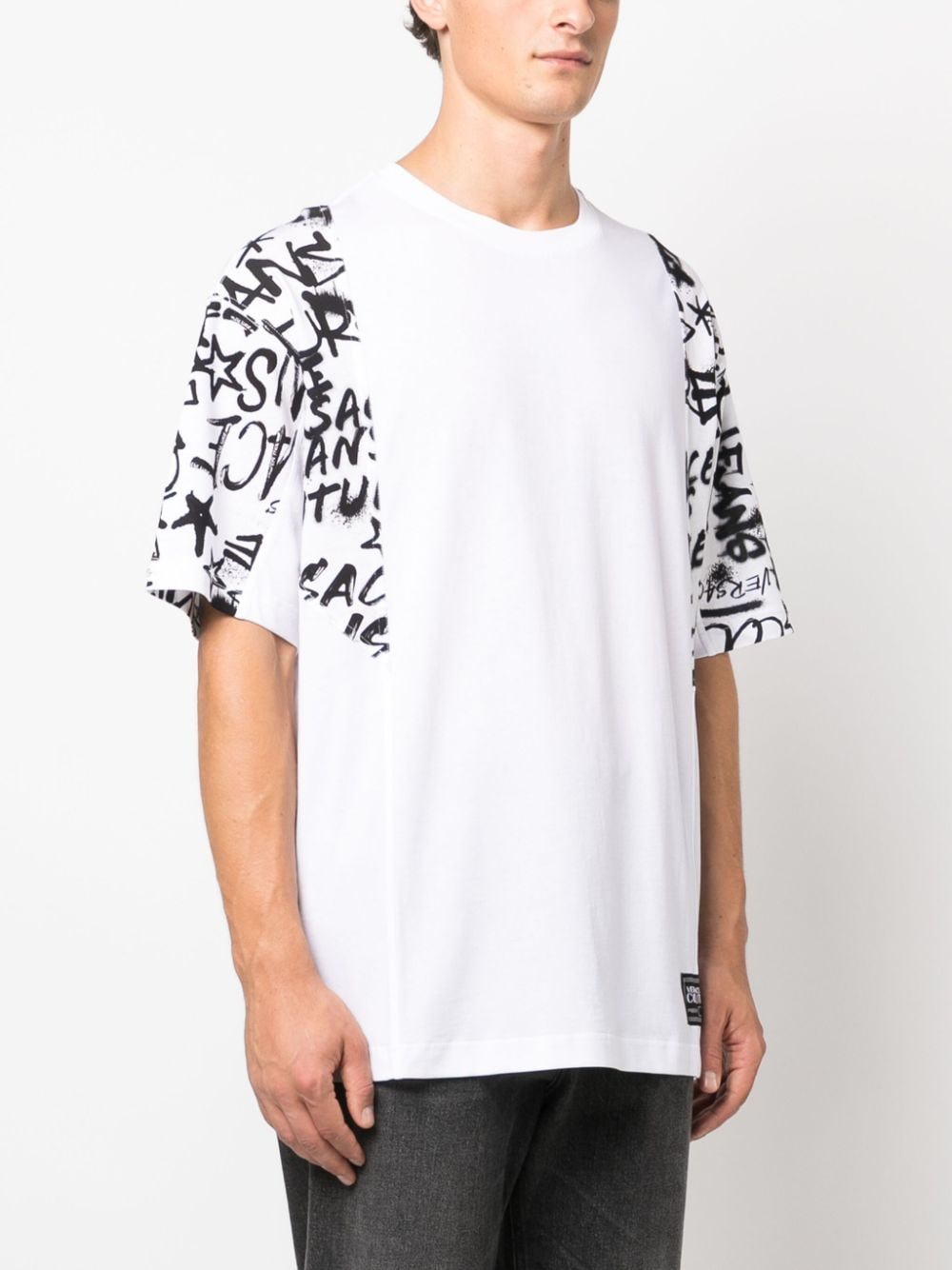 Shop Versace Jeans Couture Graffiti-print Cotton T-shirt In Weiss