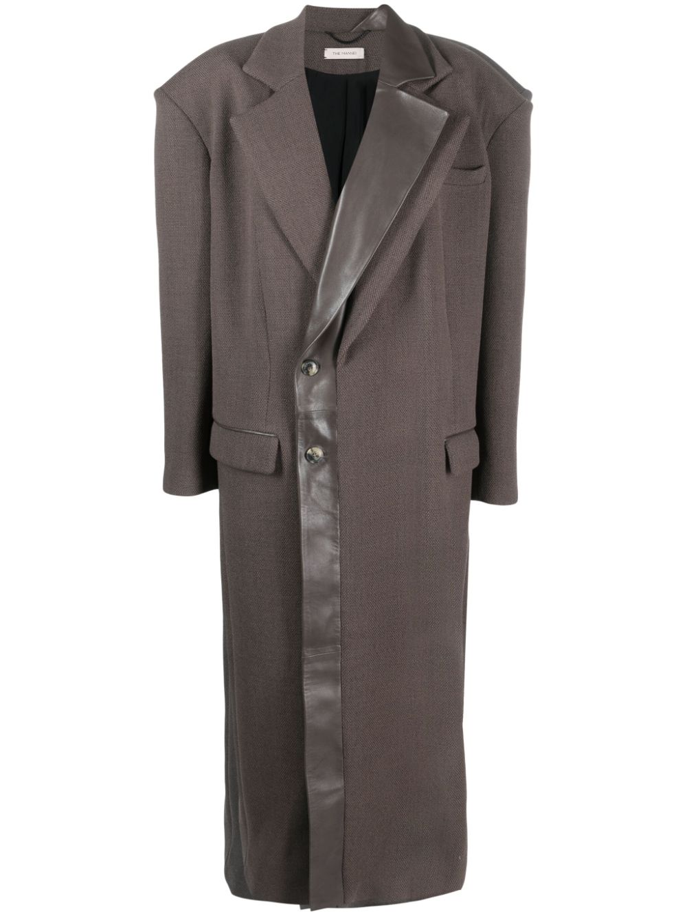 The Mannei Dundee Leather-trim Long Coat In Braun